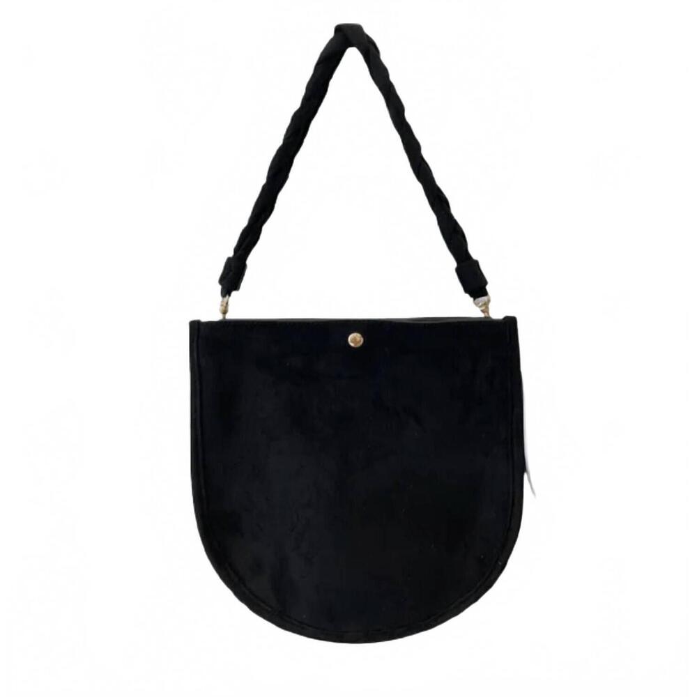 NEW AHDORNED women's faux suede u messenger bag in black